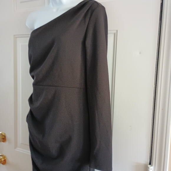 Steel Mill & Co Black One Shoulder Long Sleeve Wrapped Dress. Size L - Picture 13 of 13